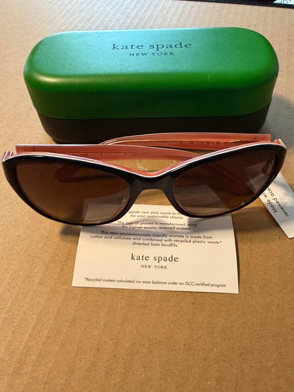 NEW kate spade Golda/G/S 086HA, 135 Black&Pink Cat-Eye Sunglasses-low shipping